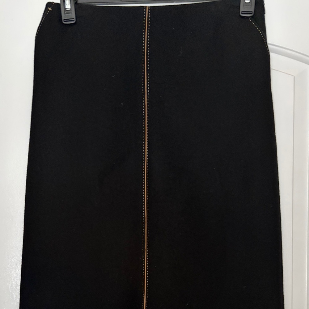 J. Crew Black Pencil Skirt with Tan Stitching